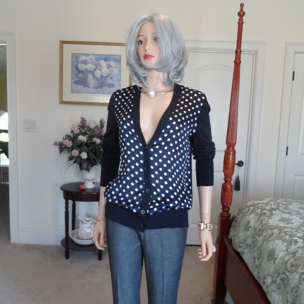 Michael Kors Black Solid/Polka Dots Cardigan Ps - image 2